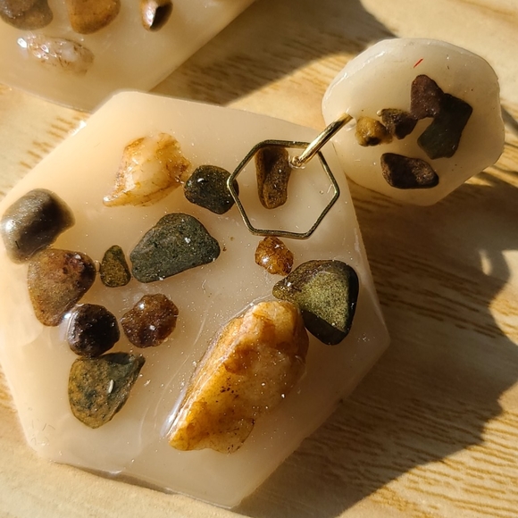 Hexagon Stone Earrings - Picture 3 of 9